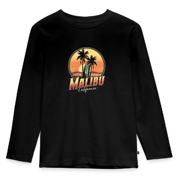 Malibu Kalifornien - Kinder Premium Bio Langarmshirt - Schwarz - Vorne - AI Model Kid Male (0cm)