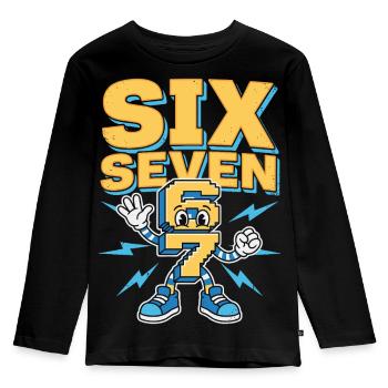 Meme 67 Six Seven 6 7 - Kinder Premium Bio Langarmshirt - Schwarz - Vorne - AI Model Kid Male (0cm)
