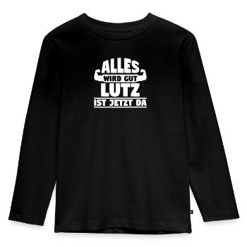 Alles wird gut Lutz ist jetzt da - Kinder Premium Bio Langarmshirt - Schwarz - Vorne - AI Model Kid Male (0cm)