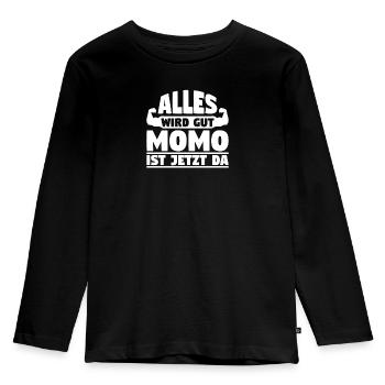 Alles wird gut Momo ist jetzt da - Kinder Premium Bio Langarmshirt - Schwarz - Vorne - AI Model Kid Male (0cm)