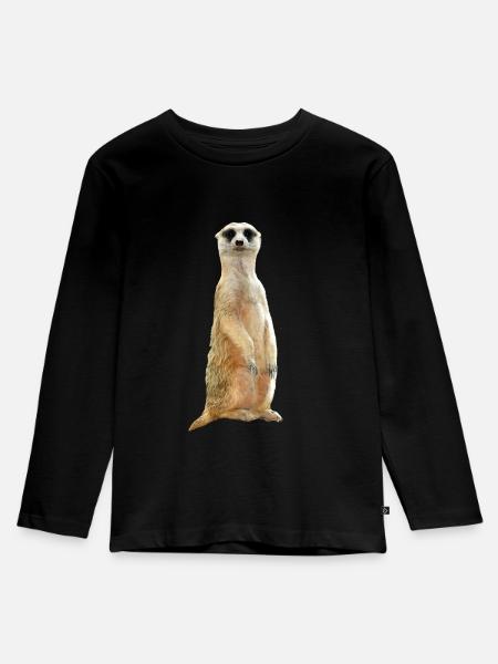 Erdmännchen - Kinder Premium Bio Langarmshirt - Schwarz