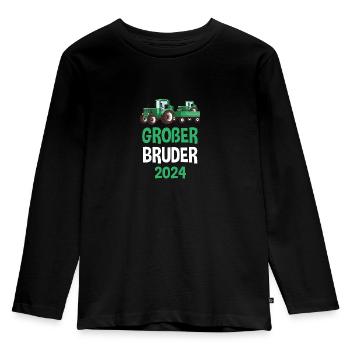 Großer Bruder 2024 Traktor Geschenk - Kinder Premium Bio Langarmshirt - Schwarz - Vorne - AI Model Kid Male (0cm)