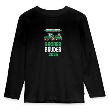 großer bruder 2025 traktor Geschenk - Kinder Premium Bio Langarmshirt - Schwarz - Vorne - AI Model Kid Male (0cm)