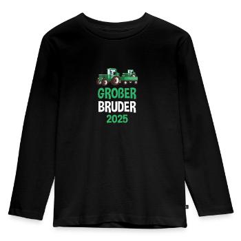 Großer Bruder 2025 Traktor Geschenkidee - Kinder Premium Bio Langarmshirt - Schwarz - Vorne - AI Model Kid Male (0cm)