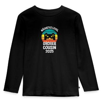 Großer Cousin 2025 Nächstes level gamer - Kinder Premium Bio Langarmshirt - Schwarz - Vorne - AI Model Kid Male (0cm)