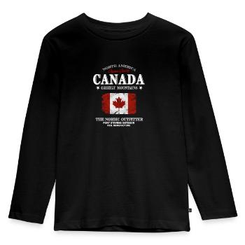Kanada - Maple Leaf - Canada - Kinder Premium Bio Langarmshirt - Schwarz - Vorne - AI Model Kid Male (0cm)