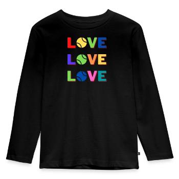 Love Love Love Tennis Slogan Design - Kids' Premium Longsleeve Shirt - black - Front - AI Model Kid Male (0cm)