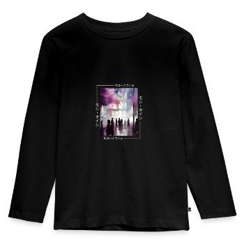 Japanese Streetwear Aesthetic - Kids' Premium Longsleeve Shirt - black - Front - AI Model Kid Male (0cm)