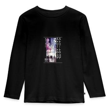 Japanese Streetwear Aesthetic - Kids' Premium Longsleeve Shirt - black - Front - AI Model Kid Male (0cm)
