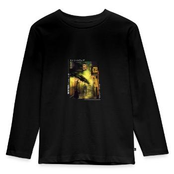 Japanisch Streetwear Aesthetic - Kinder Premium Bio Langarmshirt - Schwarz - Vorne - AI Model Kid Male (0cm)