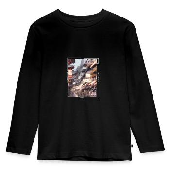 Japanisch Streetwear Aesthetic - Kinder Premium Bio Langarmshirt - Schwarz - Vorne - AI Model Kid Male (0cm)