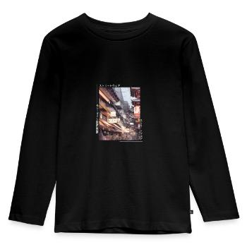 Japanese Streetwear Aesthetic - Kids' Premium Longsleeve Shirt - black - Front - AI Model Kid Male (0cm)