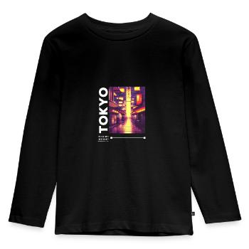 Japanese Streetwear Aesthetic - Kids' Premium Longsleeve Shirt - black - Front - AI Model Kid Male (0cm)
