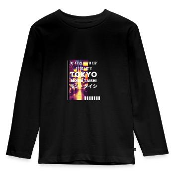 Japanese Streetwear Aesthetic - Kids' Premium Longsleeve Shirt - black - Front - AI Model Kid Male (0cm)