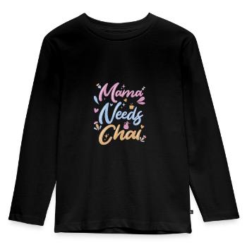 Chai Latte Tee trinken Teetrinker - Kinder Premium Bio Langarmshirt - Schwarz - Vorne - AI Model Kid Male (0cm)