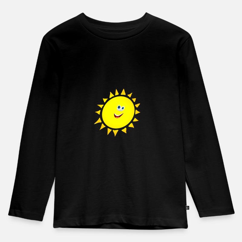 happy sonne mit gesicht - Kinder Premium Bio Langarmshirt - Schwarz