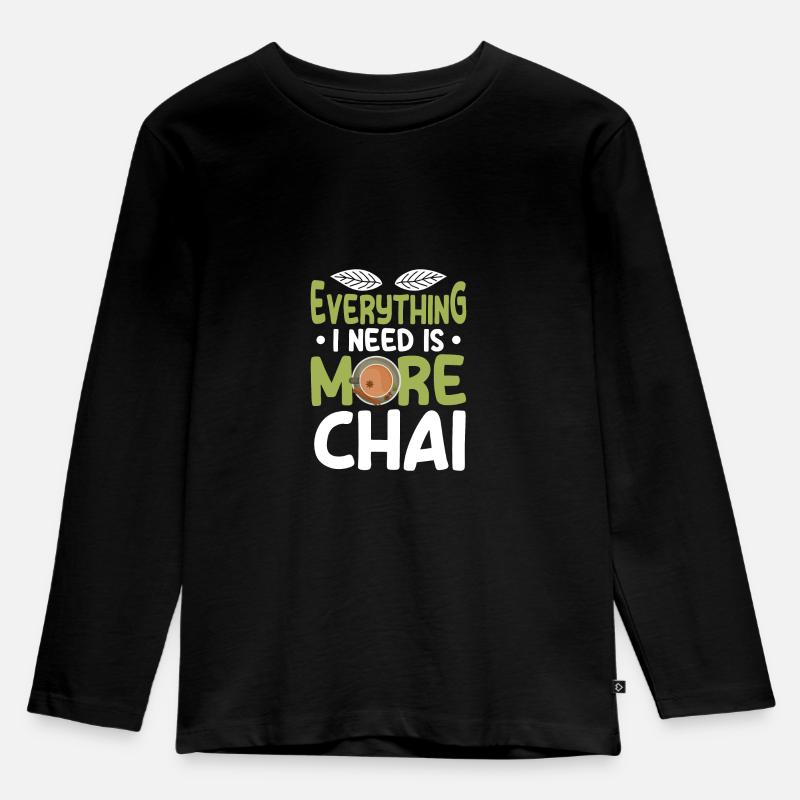 Chai Tea - Kinder Premium Bio Langarmshirt - Schwarz