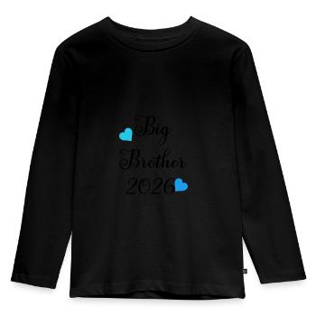 Grand frère 2026 avec des cœurs - T-shirt manches longues Premium Enfant - noir - Devant - AI Model Kid Male (0cm)