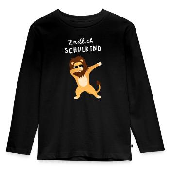 Endlich Schulkind Löwe Einschulung - Kinder Premium Bio Langarmshirt - Schwarz - Vorne - AI Model Kid Male (0cm)