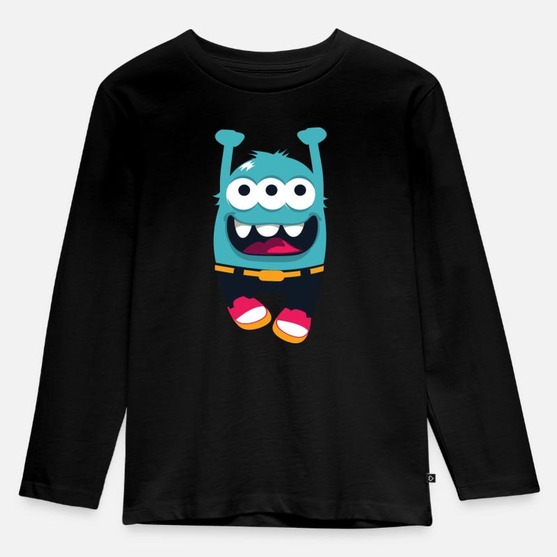 Monster Wirbelwind - Kinder Premium Bio Langarmshirt - Schwarz