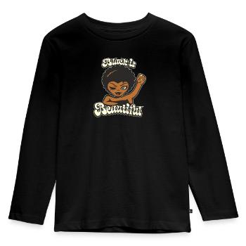 Black ist Beautiful - black lives matter - Kinder Premium Bio Langarmshirt - Schwarz - Vorne - AI Model Kid Male (0cm)