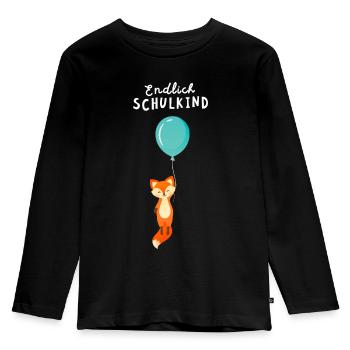 Endlich Schulkind - Süßer Fuchs zur Einschulung - Kinder Premium Bio Langarmshirt - Schwarz - Vorne - AI Model Kid Male (0cm)