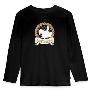 My horse is my therapy - Kids' Premium Longsleeve Shirt - black - Front - AI Model Kid Male (0cm)