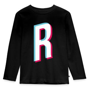 R - letter R - Kids' Premium Longsleeve Shirt - black - Front - AI Model Kid Male (0cm)