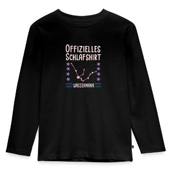 Offizielles Schlafshirt Sternzeichen Wassermann - Kinder Premium Bio Langarmshirt - Schwarz - Vorne - AI Model Kid Male (0cm)