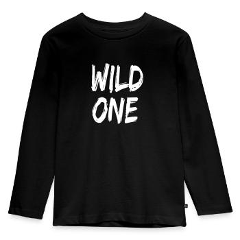 Kinder Wildes Kind Wild Child Wild One - Kinder Premium Bio Langarmshirt - Schwarz - Vorne - AI Model Kid Male (0cm)