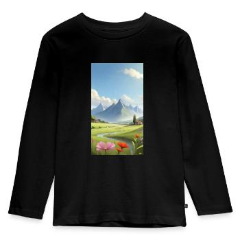Landscape - Kids' Premium Longsleeve Shirt - black - Front - AI Model Kid Male (0cm)
