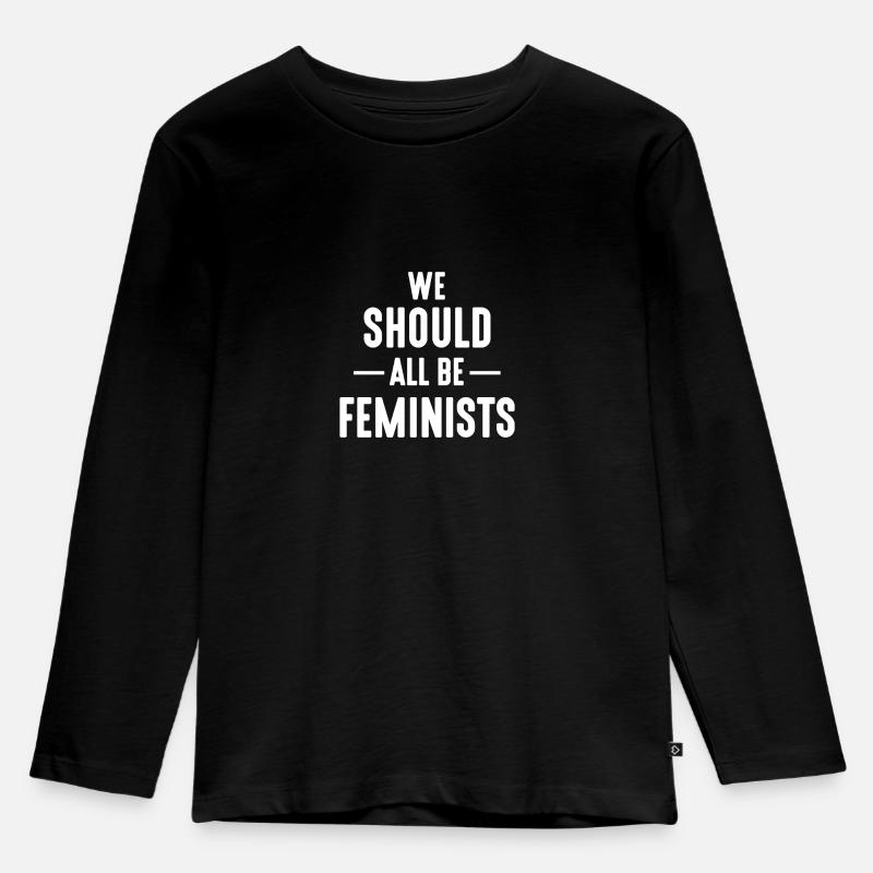 WE SHOULD ALL BE FEMINISTS - Kinder Premium Bio Langarmshirt - Schwarz