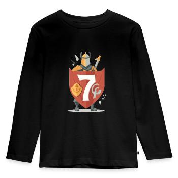 7.Geburtstag Rittermotiv - Kinder Premium Bio Langarmshirt - Schwarz - Vorne - AI Model Kid Male (0cm)