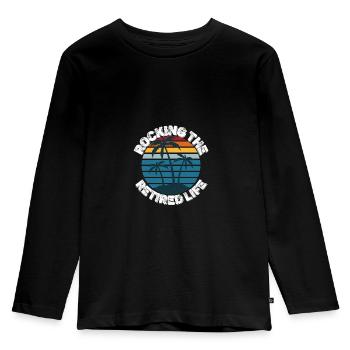 Ruhestand - Rente - Kinder Premium Bio Langarmshirt - Schwarz - Vorne - AI Model Kid Male (0cm)