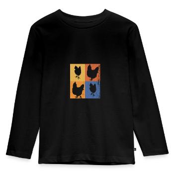 Poulet - T-shirt manches longues Premium Enfant - noir - Devant - AI Model Kid Male (0cm)