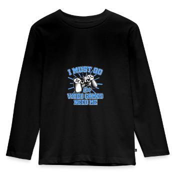 I Must Go The Video Games Need Me Video Game Playe - Kinder Premium Bio Langarmshirt - Schwarz - Vorne - AI Model Kid Male (0cm)