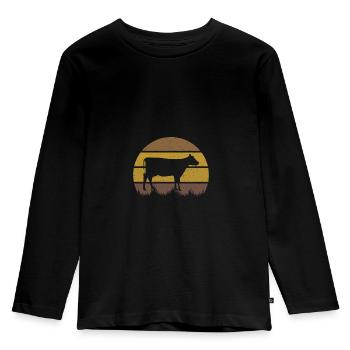 Vache - T-shirt manches longues Premium Enfant - noir - Devant - AI Model Kid Male (0cm)