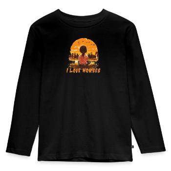 Cheval Chevaux Équitation Cavalier J’AIME LES CHEVAUX - T-shirt manches longues Premium Enfant - noir - Devant - AI Model Kid Male (0cm)
