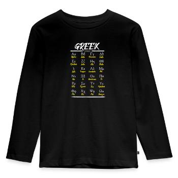 Greek Alphabet Letters Learning - Kids' Premium Longsleeve Shirt - black - Front - AI Model Kid Male (0cm)
