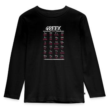 Greek Alphabet Letters Learning - Kids' Premium Longsleeve Shirt - black - Front - AI Model Kid Male (0cm)