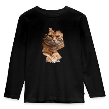 Katze, Katzen - Kinder Premium Bio Langarmshirt - Schwarz - Vorne - AI Model Kid Male (0cm)