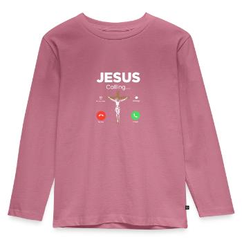 Jesus is Calling Jesus Calls - Kids' Premium Longsleeve Shirt - mauve - Front - AI Model Kid Female (0cm)