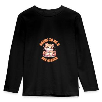Werde eine große schwester süße Katzen - Kinder Premium Bio Langarmshirt - Schwarz - Vorne - AI Model Kid Male (0cm)
