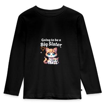 Werde eine große schwester süße Katzen - Kinder Premium Bio Langarmshirt - Schwarz - Vorne - AI Model Kid Male (0cm)
