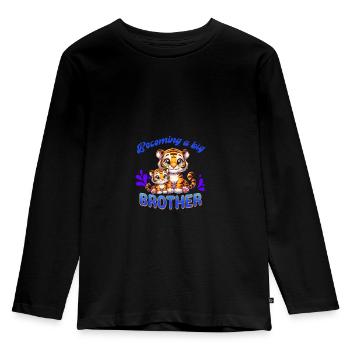 Soon I'll be a Big Brother Sweet Tiger Brother - Kids' Premium Longsleeve Shirt - black - Front - AI Model Kid Male (0cm)