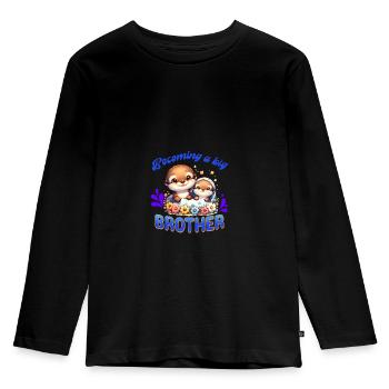 Soon I'll be a Big Brother Sweet Otter Brother - Kids' Premium Longsleeve Shirt - black - Front - AI Model Kid Male (0cm)
