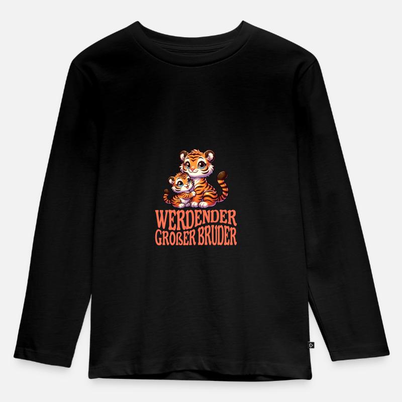 werdender Großer Bruder - Kinder Premium Bio Langarmshirt - Schwarz