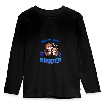 Bald bin ich ein großer Bruder - Kinder Premium Bio Langarmshirt - Schwarz - Vorne - AI Model Kid Male (0cm)