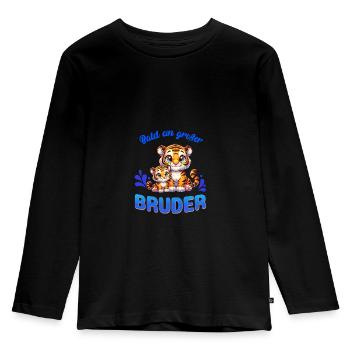 Bald bin ich ein großer Bruder - Kinder Premium Bio Langarmshirt - Schwarz - Vorne - AI Model Kid Male (0cm)