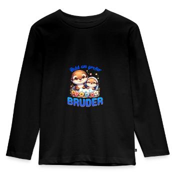 Bald bin ich ein großer Bruder - Kinder Premium Bio Langarmshirt - Schwarz - Vorne - AI Model Kid Male (0cm)